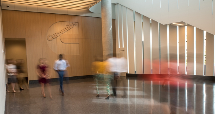 employees walking at DBU lobby