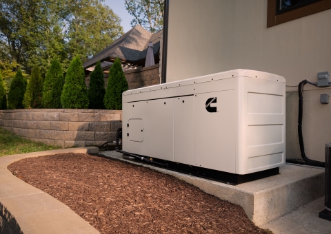 Generator an der Seite des Hauses
