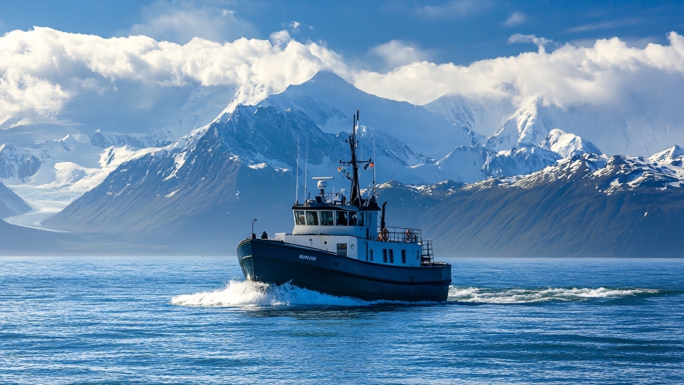 Boot in kalten Gewässern