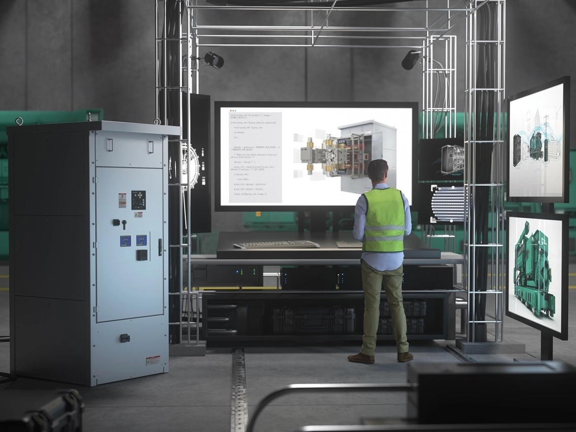 Ingenieur mit Umschaltdiagramm