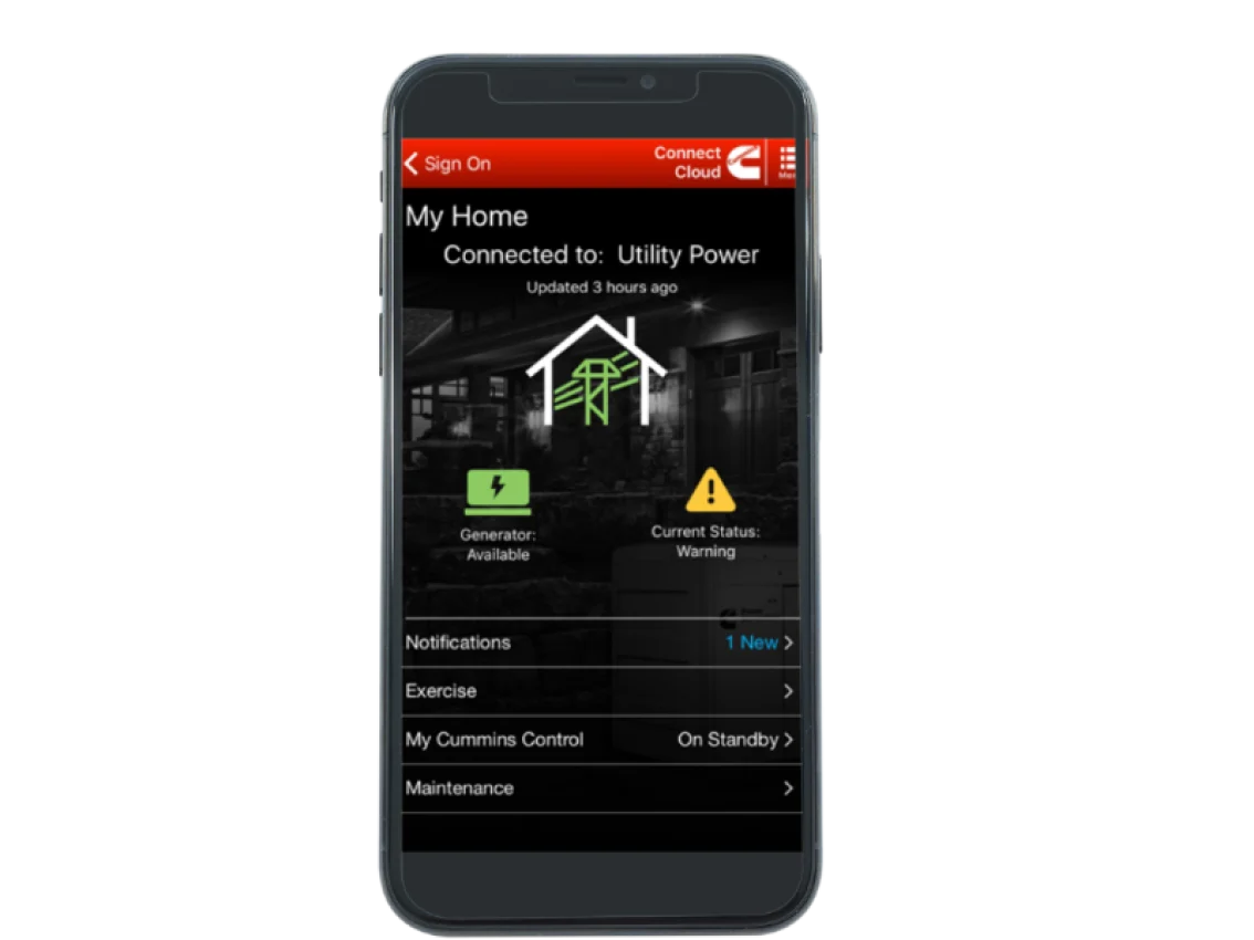 Surveillance à distance Cummins Application pour smartphone Connect Cloud