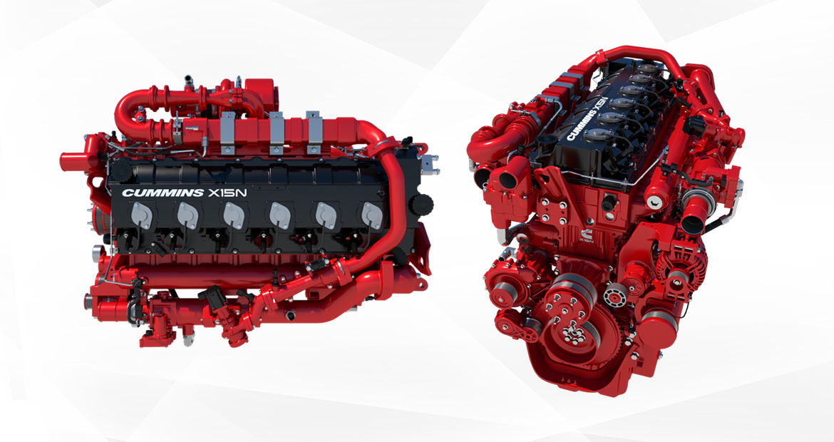 red X15 natural gas engine on a white background