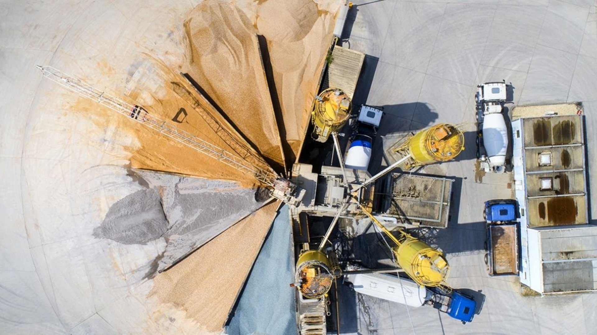 Sky view of mining equipment
