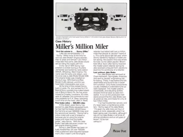 Frein moteur Million Mile