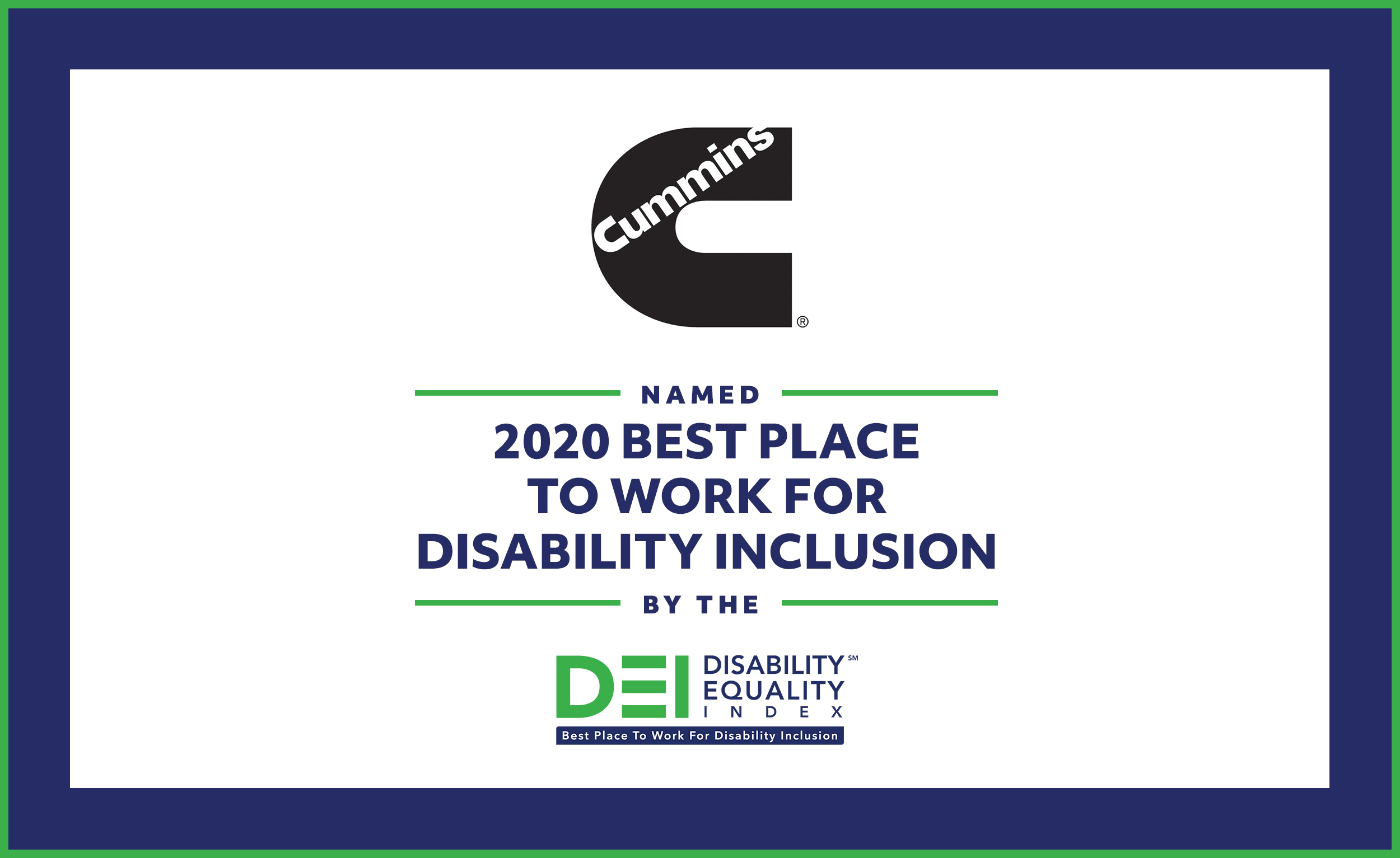 Cummins has been named a Top-Scoring Company on the 2020 Disability Equality Index® (DEI)