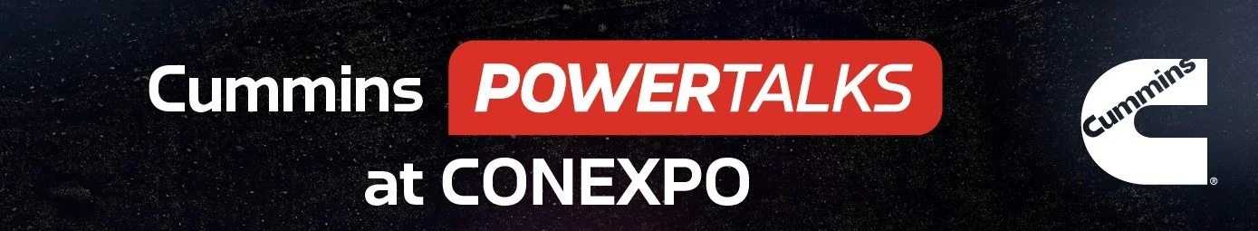 cummins powertalks at conexpo displayed on banner