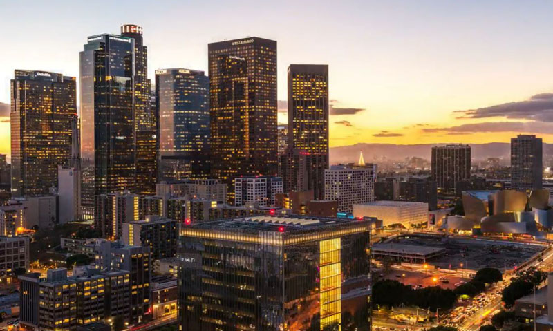 city landscape at dusk