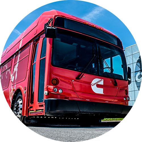 transit bus with Cummins logo