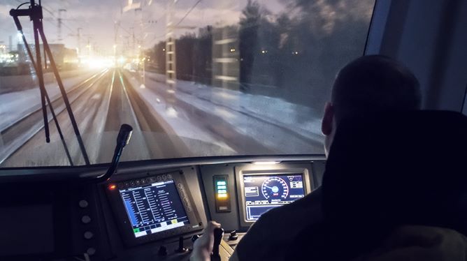 inside of train operator's cabin