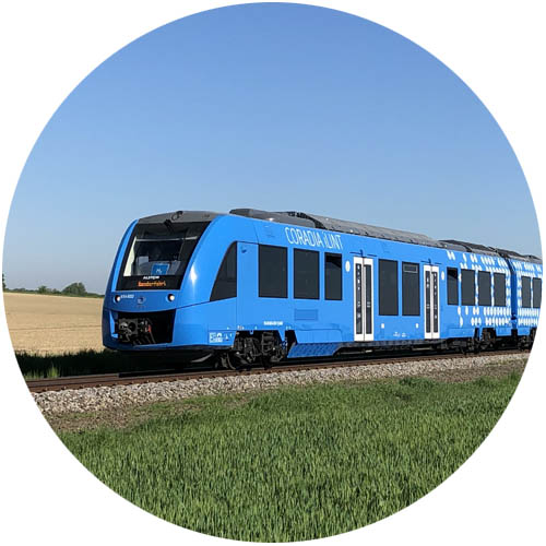 coradia ilint hydrogen fuel cell powered train on track