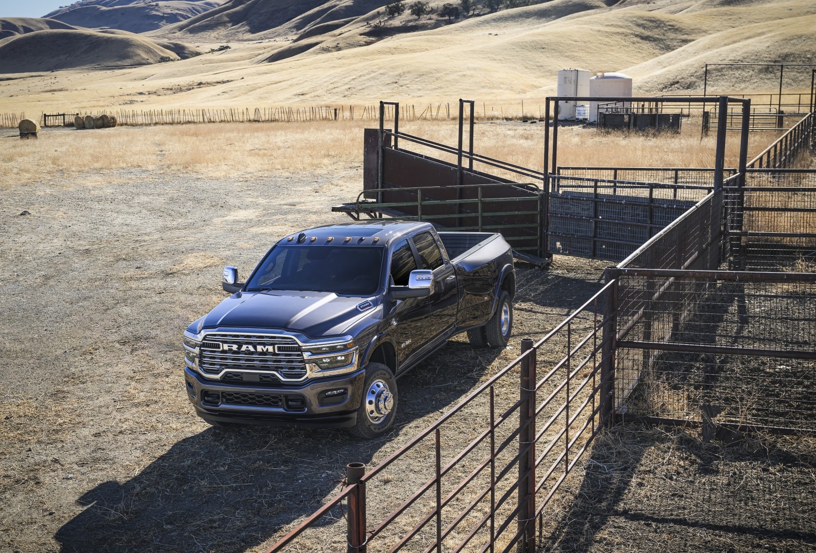 Ram truck parked on farmland