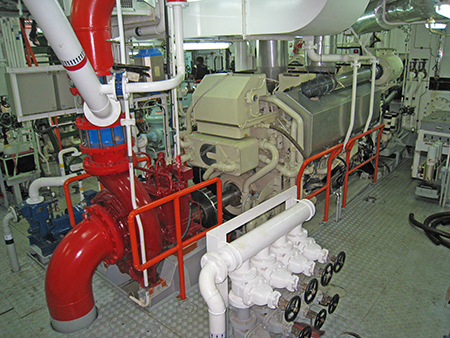 One of the Cummins QSK60 mains with front mounted fire pump. QSK60 mains