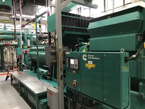 Cummins Power Generation QSV91G gas generator cogeneration application at Clark University