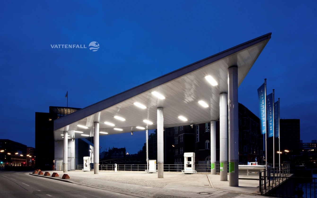 Estación de abastecimiento de hidrógeno en el sitio en Hamburgo, Alemania