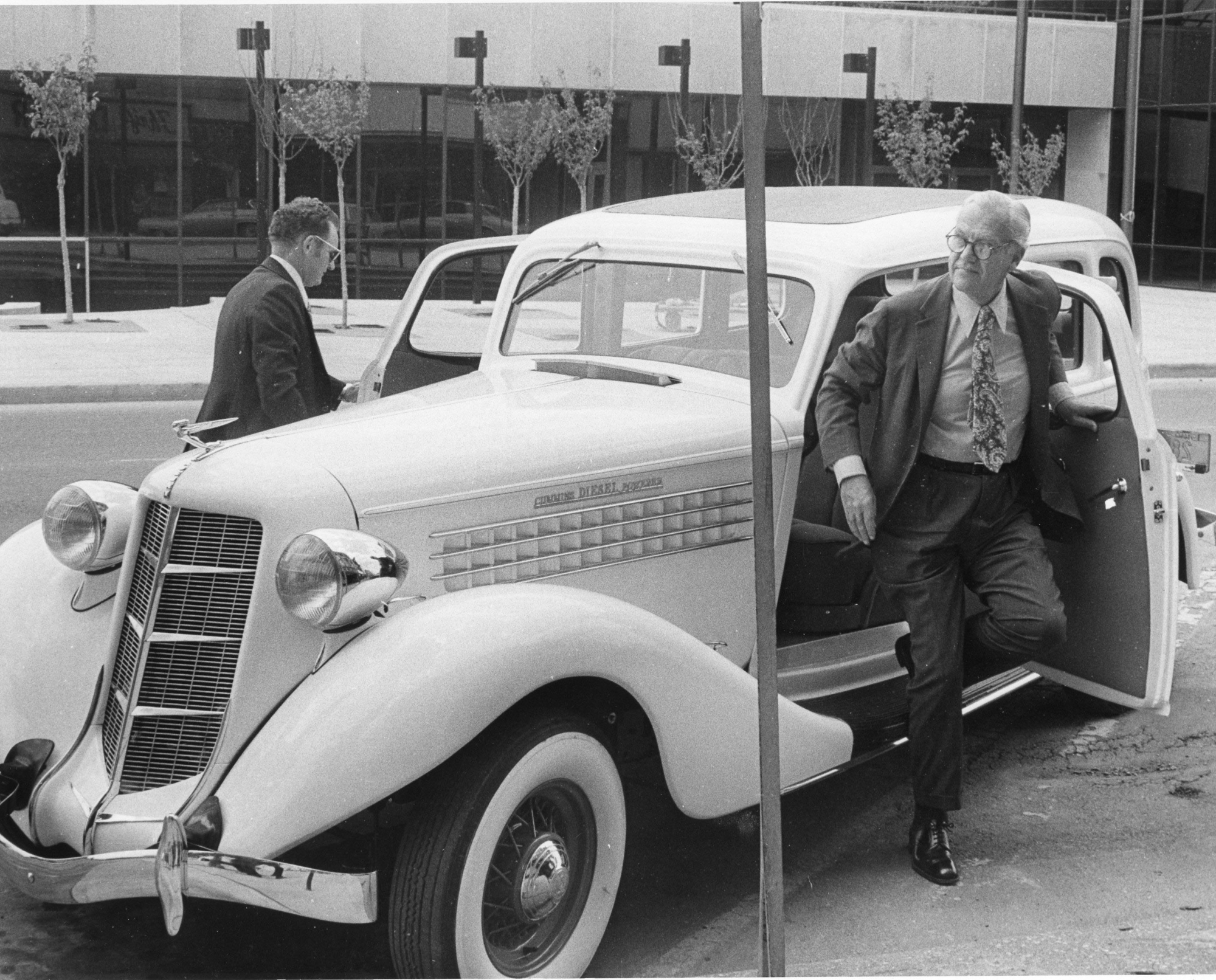 J. I. Miller exiting the Auburn in 1974