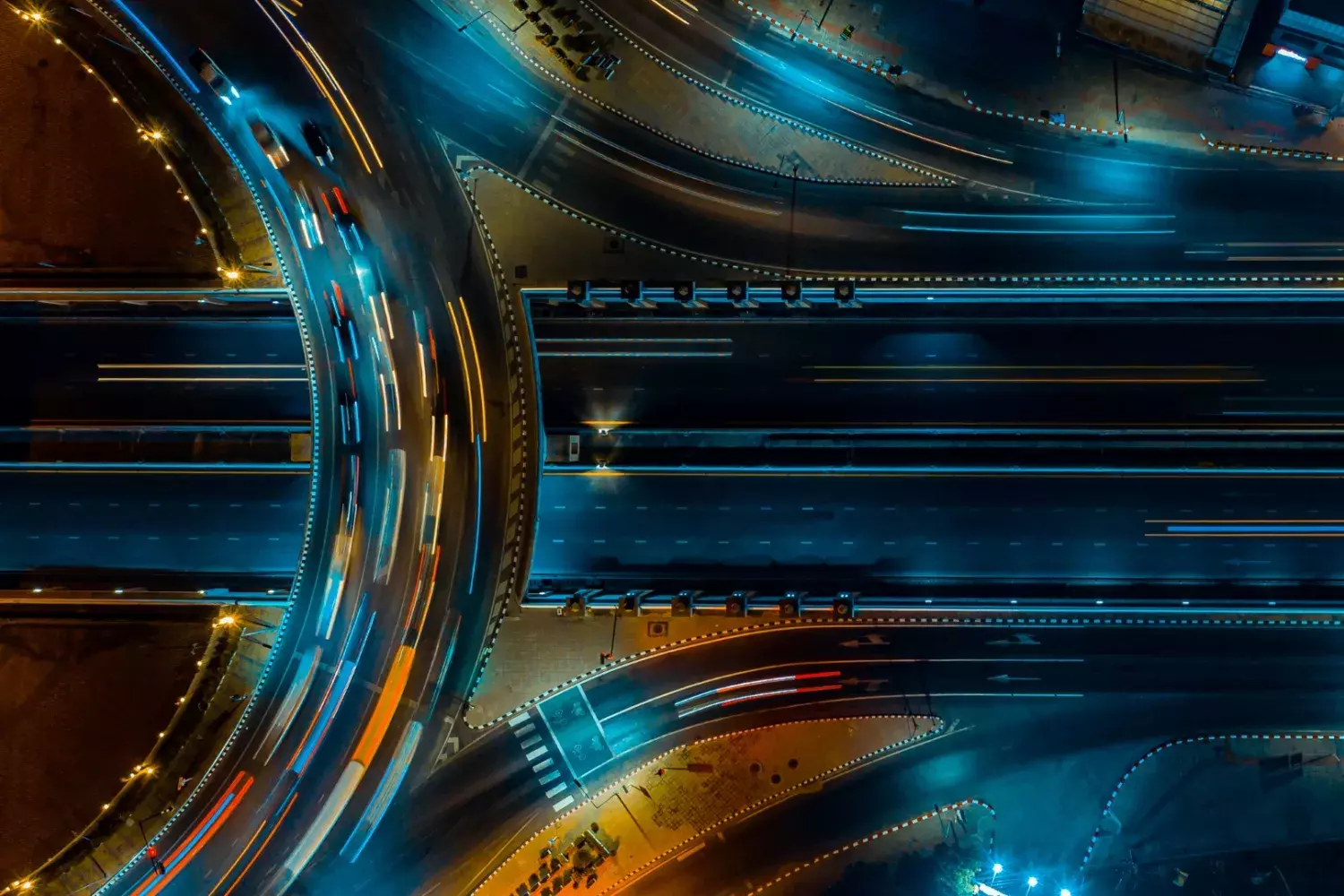 trucks on highway with movement lights