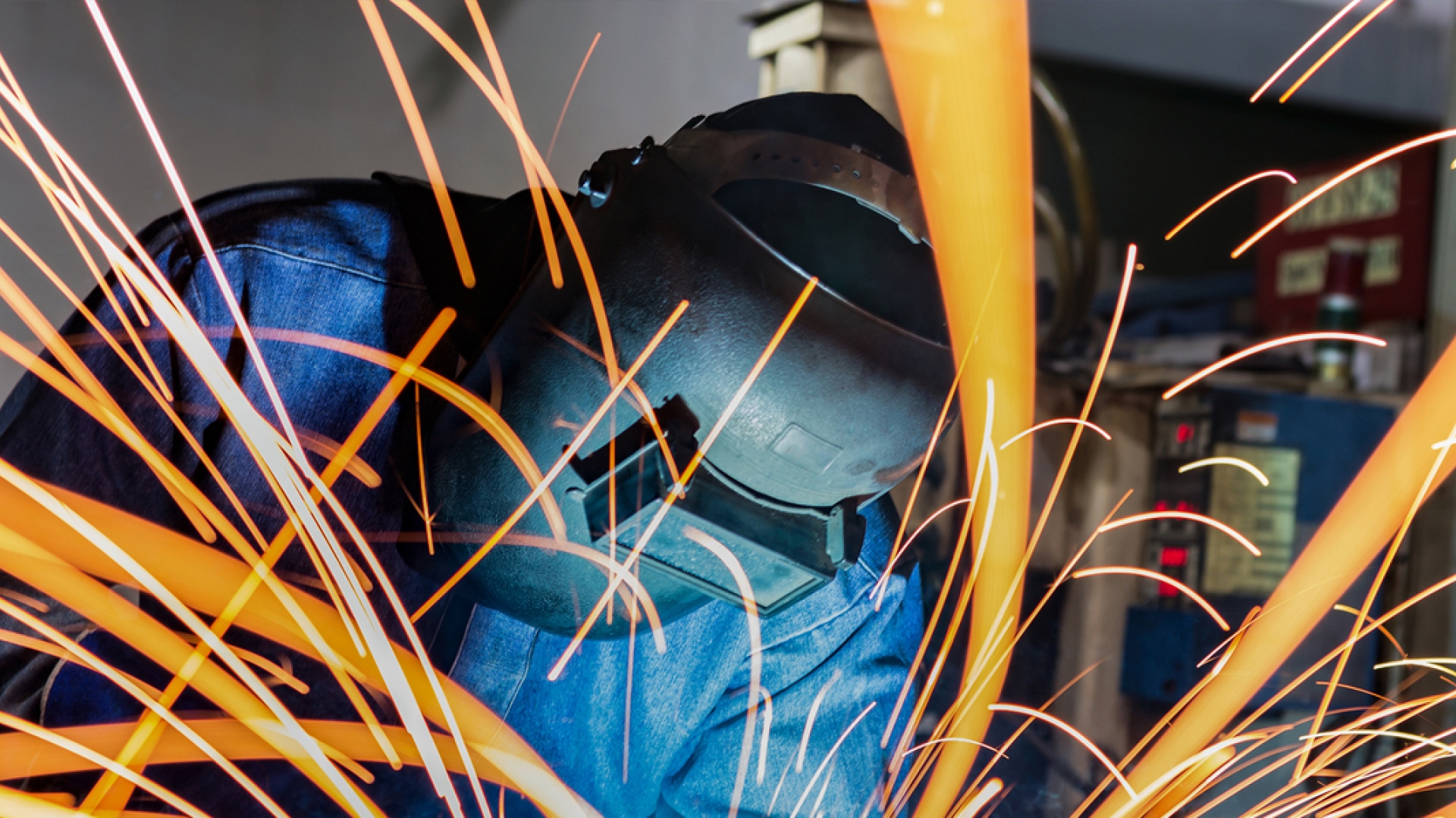 welder showering sparks