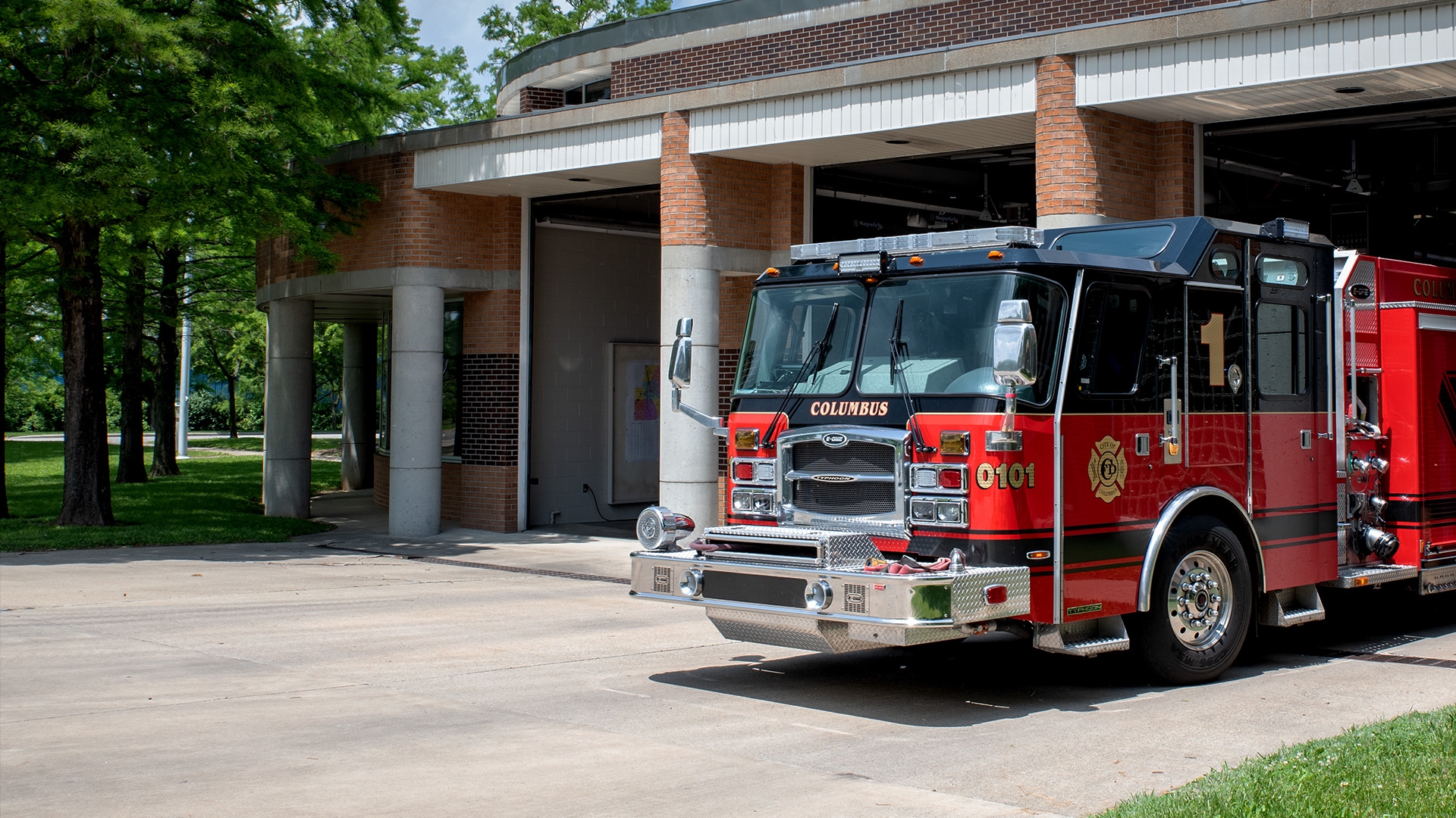 fire truck at fire station