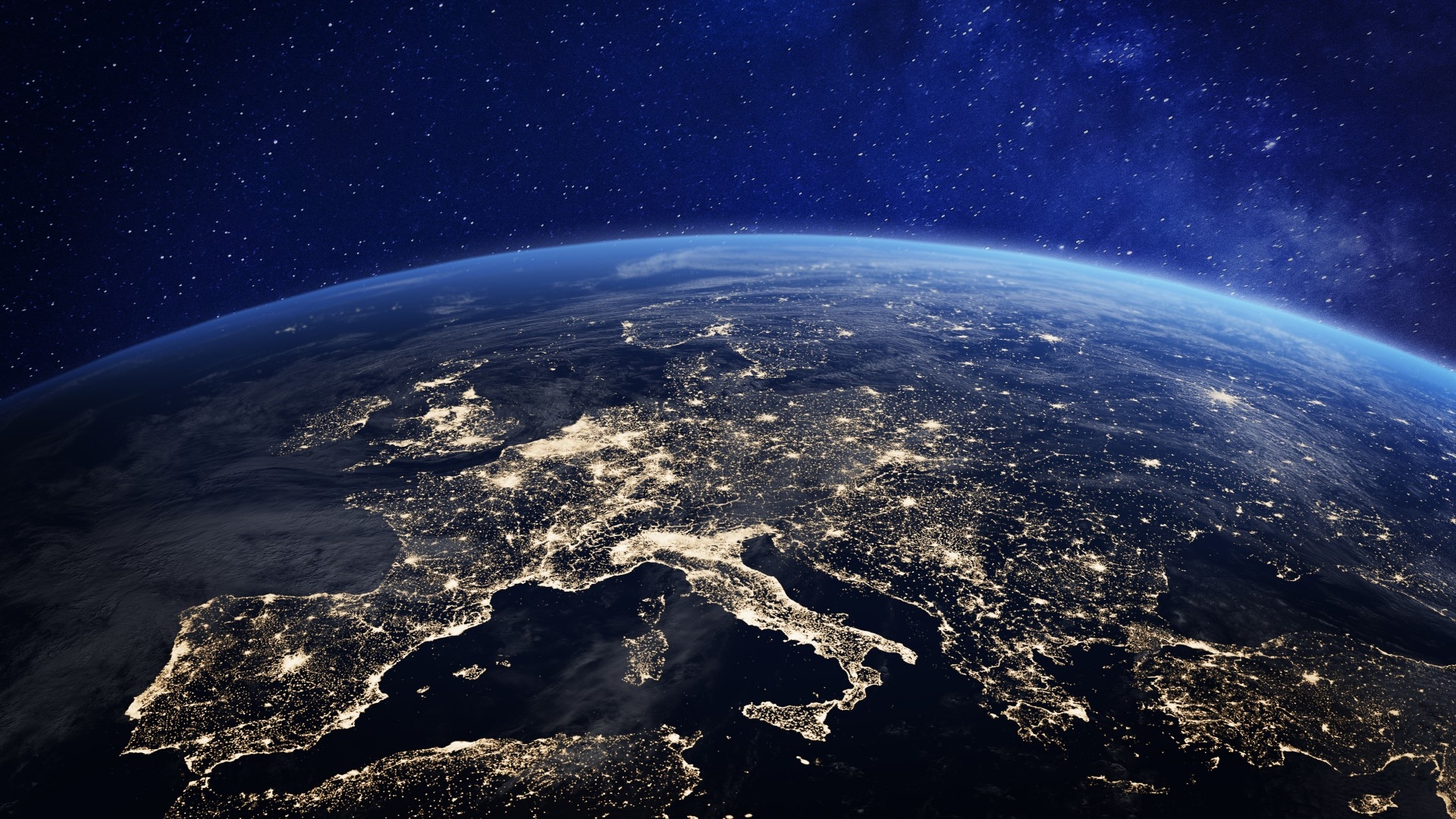 Picture of Earth from space showing countries lit up