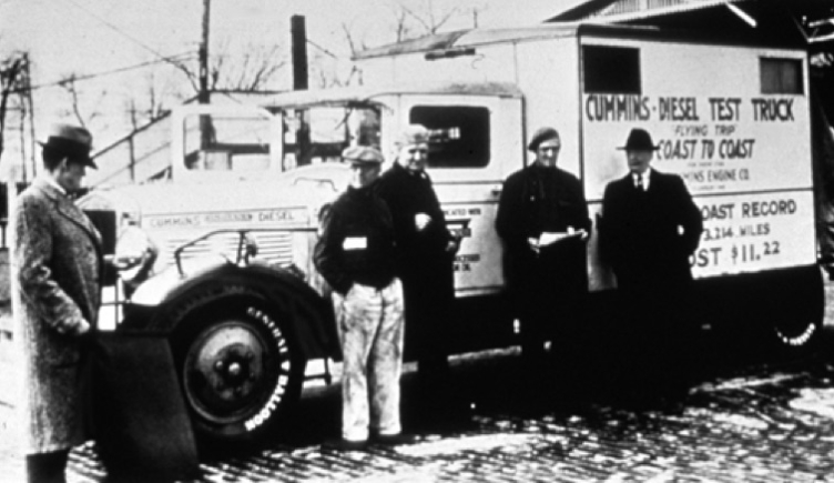 Clessie predicted that this truck - outfitted with a Cummins diesel engine - could go 10,000 miles without stopping. Clessie predicted that this truck - outfitted with a Cummins diesel engine - could go 10,000 miles without stopping.