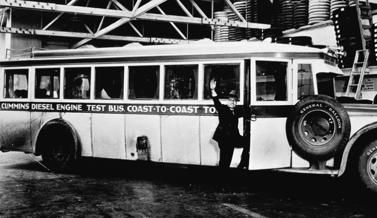 Clessie waves good-bye on the eve of his transcontinental bus run in November 1932 Clessie waves good-bye on the eve of his transcontinental bus run in November 1932