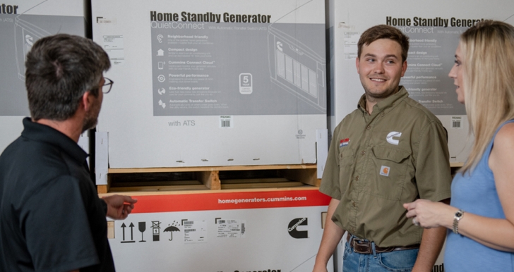 Cummins-Händler bei der Präsentation eines Heimgenerators