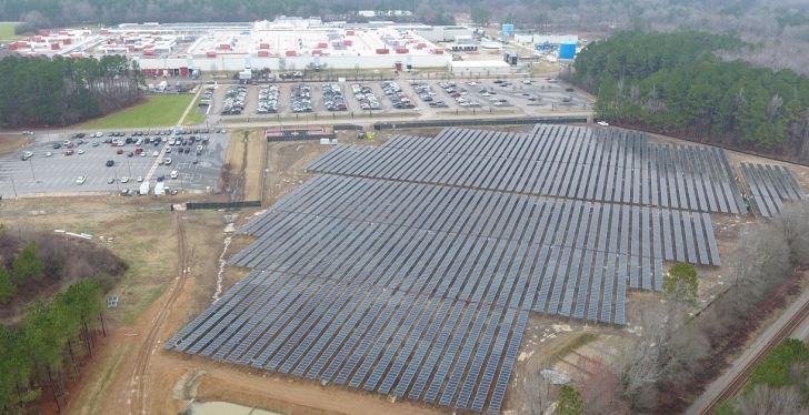 Solar array at the Cummins Engine Plant at Rocky Mount, North Carolina.