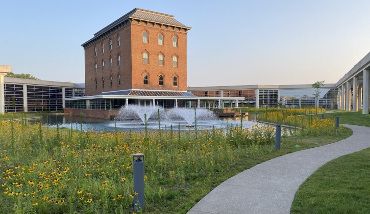 This meadow at Cummins’ Corporate Office Building is part of the company’s move away from water -intensive landscaping.