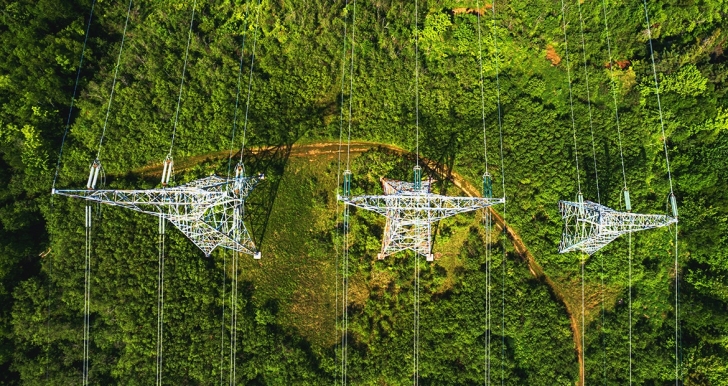 Power lines from above