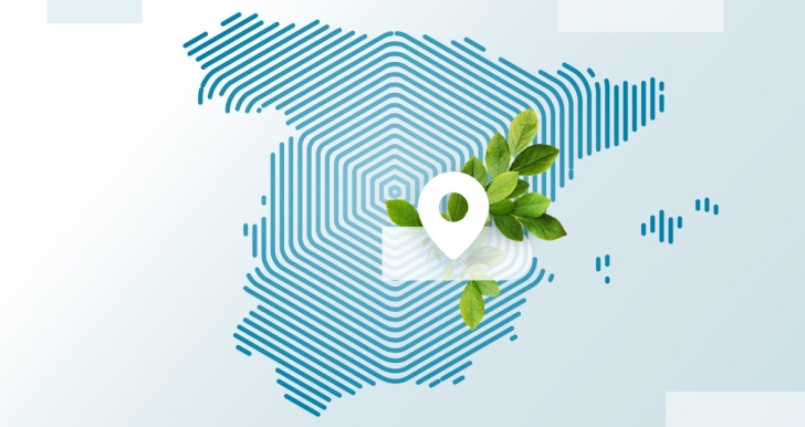 Pin auf Spanien auf einer Landkarte abgelegt