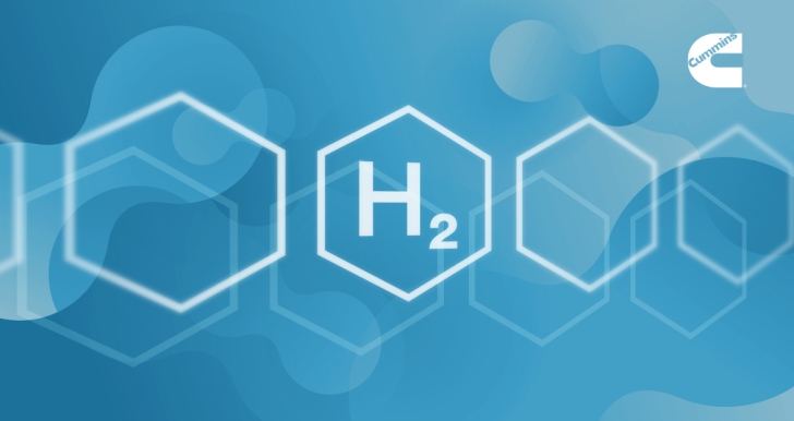 Hydrogen element on blue background