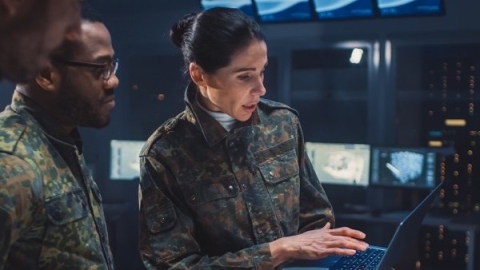 military personnel in data center