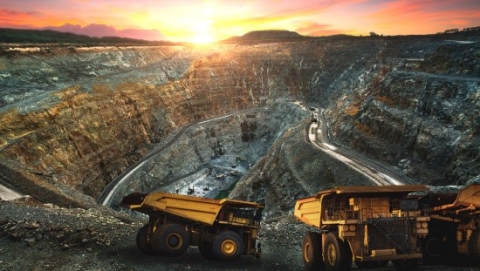 Quarry with sunset in the background