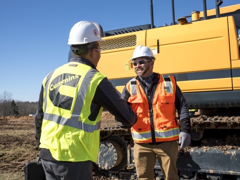 service technicians on construction site