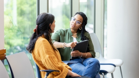 counselor talking to patient