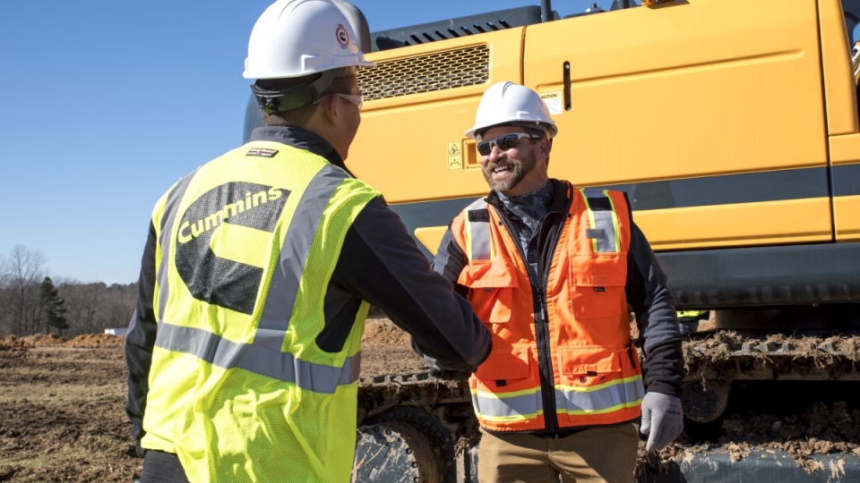 service technicians on construction site