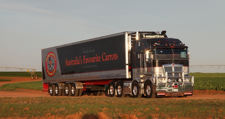 Semi truck driving