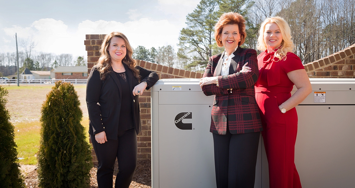 Nancy with daughters Nancy Jo and Natalee continue the legacy of Ezzell Electric Cummins Home and Small Business generator channel partner Ezzell Electric