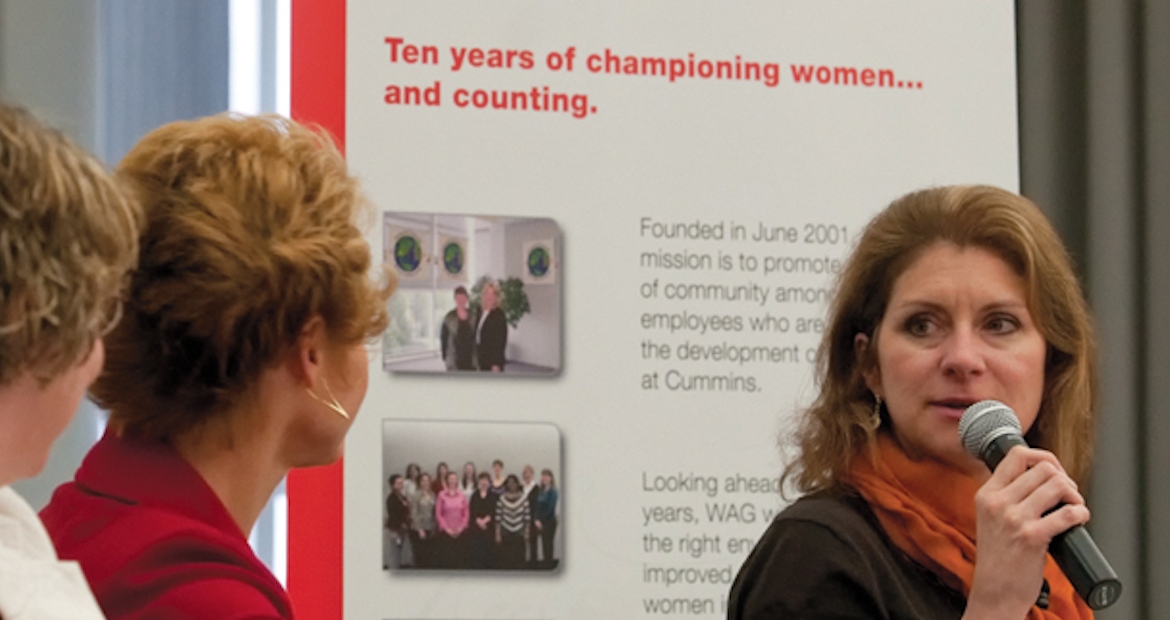 Jill Cook, Vice President -- Human Resources, participates in a panel discussion sponsored as part of the Women's Affinity Group of Southern Indiana's 10th anniversary in 2011.