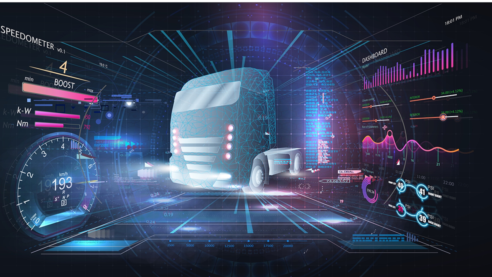 Graphic showing technical components of a semi
