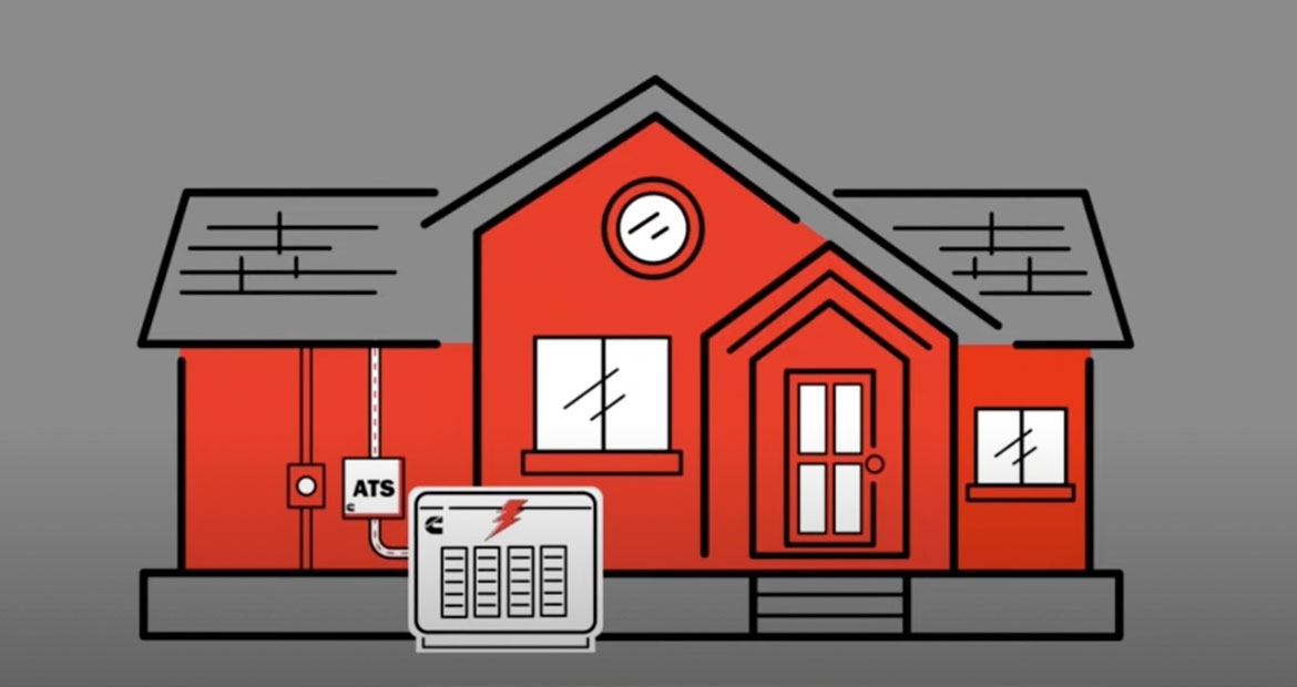 ilustrace domu s generátorem