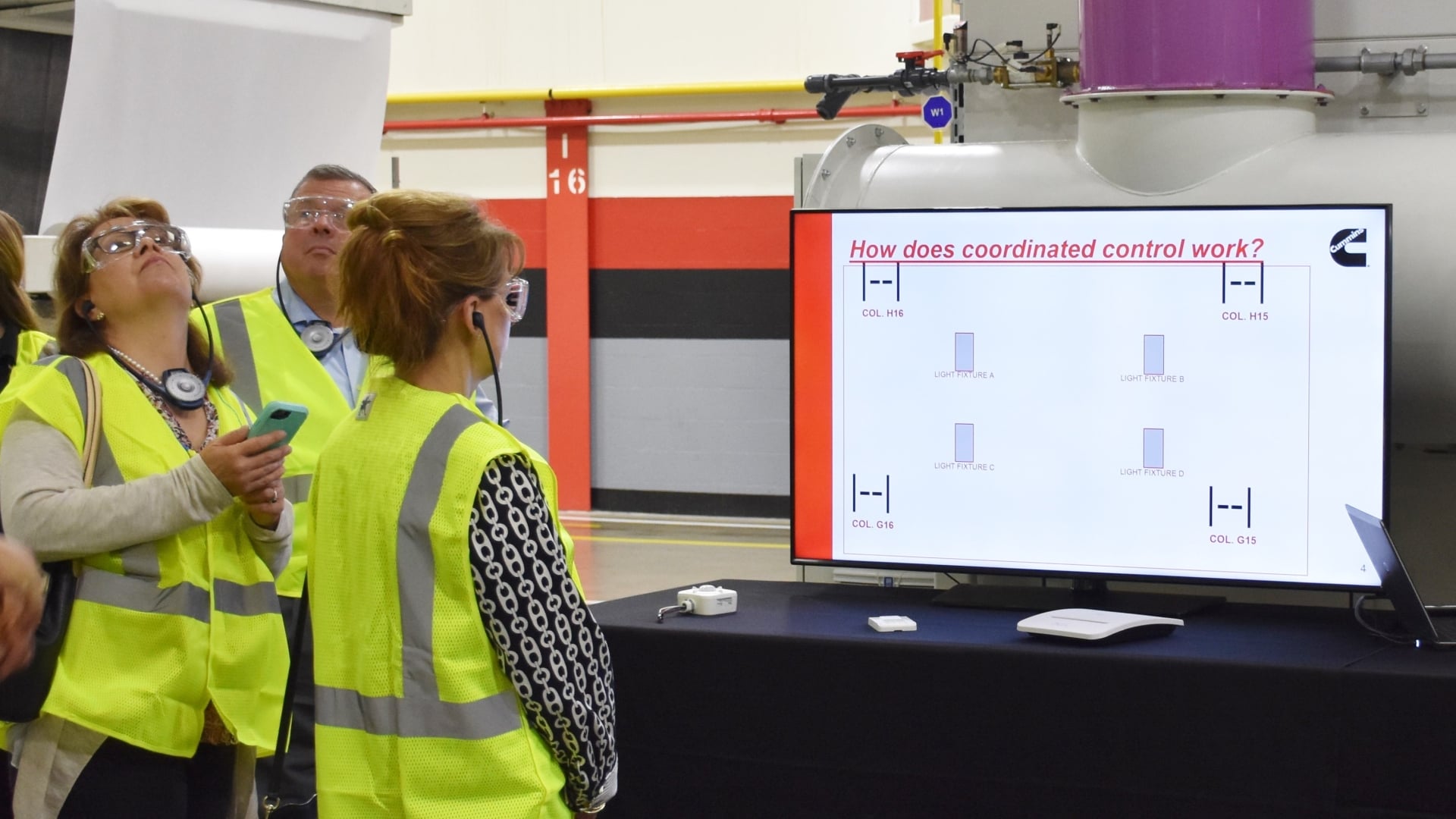 Cummins employees conduct a tour of the Jamestown Engine Plant in Jamestown, New York (U.S.A.) featuring its new LED lighting system. The plant has taken many steps to reduce the energy it uses and is participating in the Department of Energy’s Better Buildings’ Challenge.