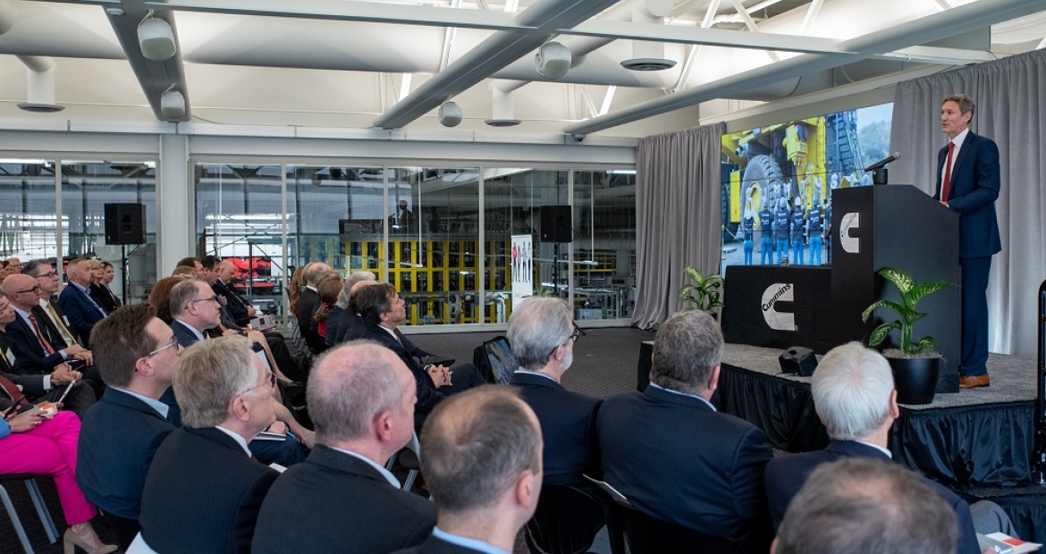 Cummins Chairman and CEO Tom Linebarger speaks at the company’s annual meeting in May 2019, promoting action on the environment and Cummins Powers Women initiative to help address global inequities facing women and girls around the world. Cummins Chairman and CEO Tom Linebarger speaks at the company’s annual meeting in May 2019, promoting action on the environment and Cummins Powers Women initiative to help address global inequities facing women and girls around the world.