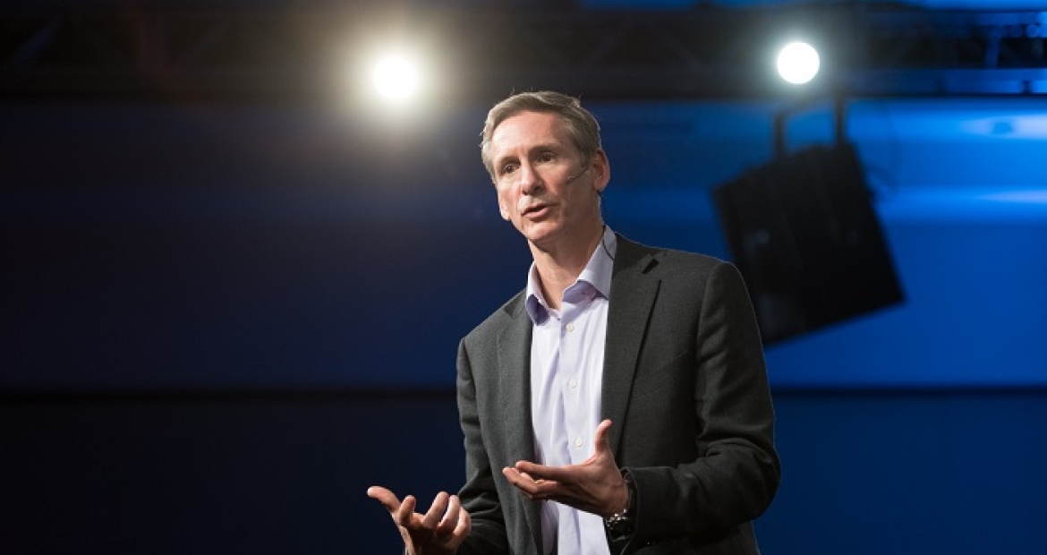 CEO Tom Linebarger speaks at a past event, before the COVID-19 crisis. The 2020 Annual Meeting was held virtually to protect against the spread of the virus. CEO Tom Linebarger speaks at a past event, before the COVID-19 crisis. The 2020 Annual Meeting was held virtually to protect against the spread of the virus.