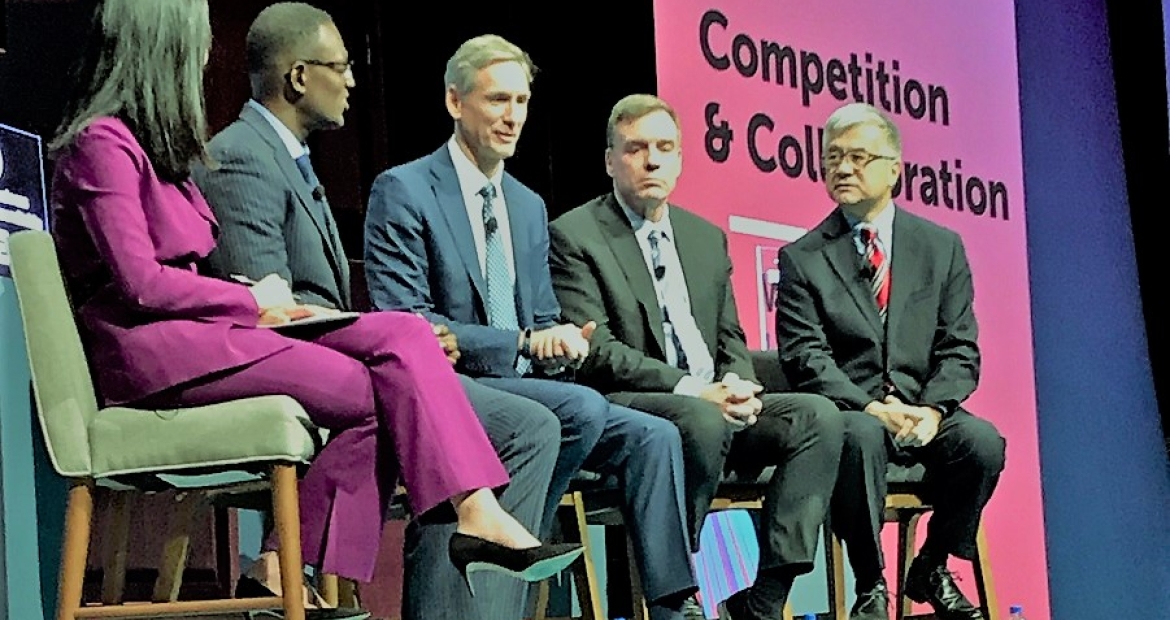 Cummins Chairman and CEO Tom Linebarger (center) participates in a panel on trade with China sponsored by the Business Roundtable. Cummins Chairman and CEO Tom Linebarger (center) participates in a panel on trade with China sponsored by the Business Roundtable.