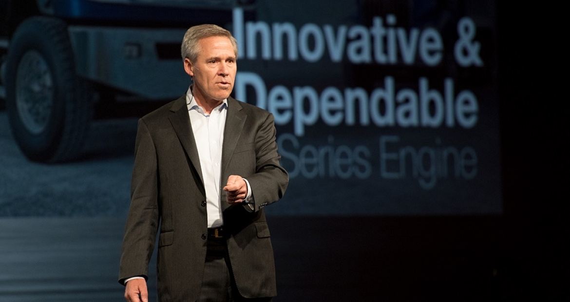 Cummins executive Tony Satterthwaite, shown here at a management conference in 2017, testified today before a House Committee on climate change. Cummins executive Tony Satterthwaite, shown here at a management conference in 2017, testified today before a House Committee on climate change.