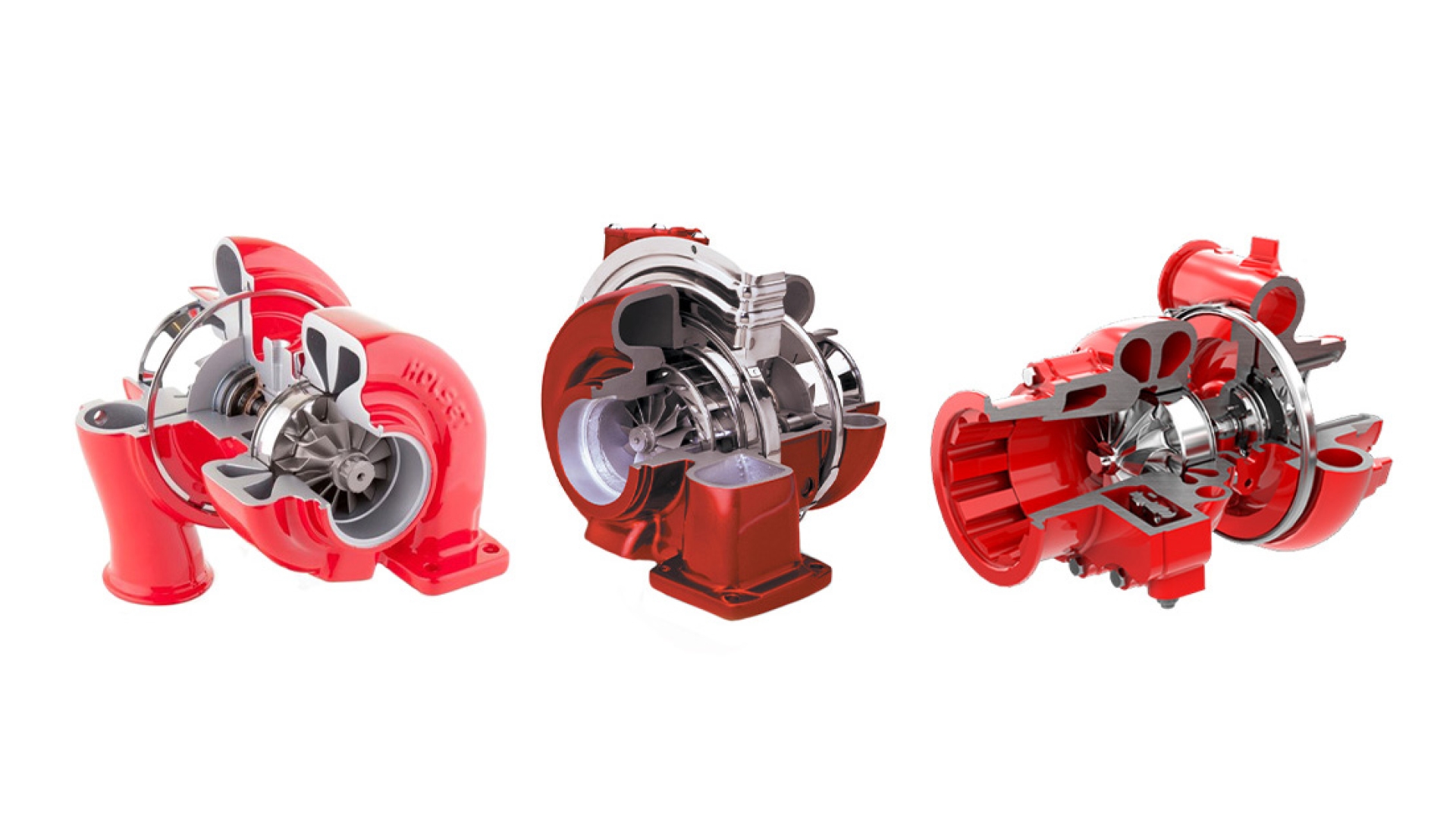Renderings of 3 types of turbos