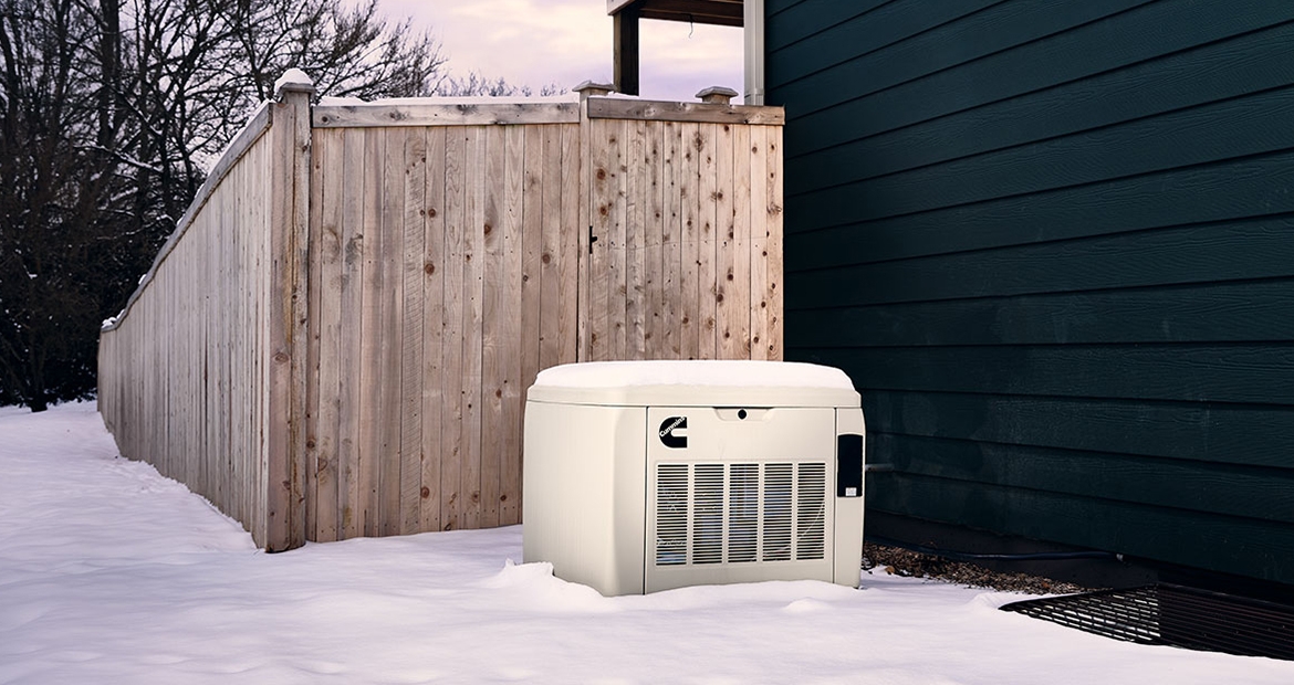 home generator in the snow