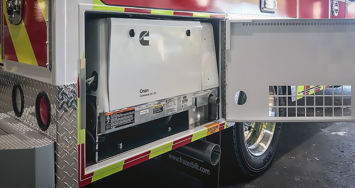 Cummins portable generator inside a truck