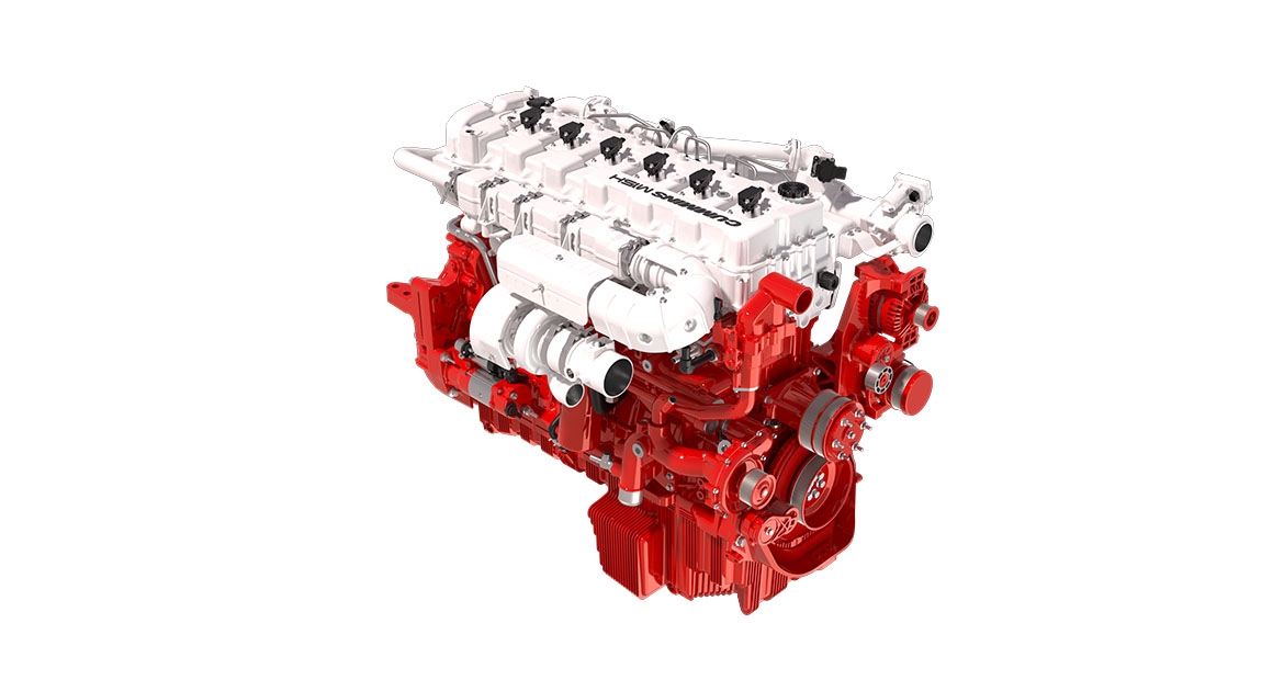 red hydrogen engine on white background